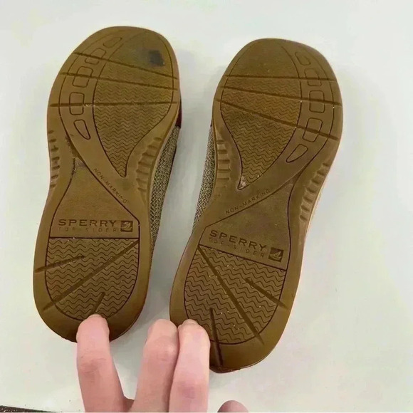 Sperry womens flats size 8 brown leather anchor embossed nautical boat shoes - Picture 6 of 12